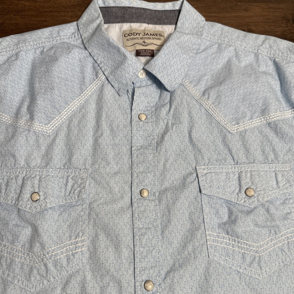 Men's Cody James Authentic Western Shirt Long Sleeve Pearl Snap Reverse Cuff 2XL